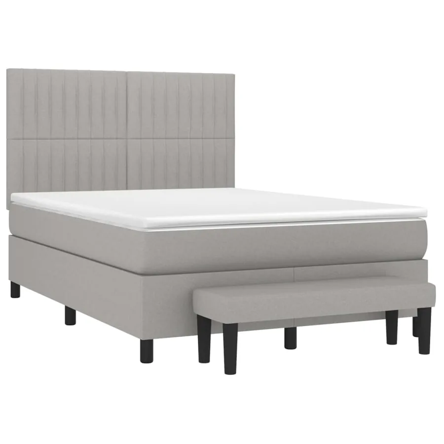 Sommier à lattes de lit avec matelas Gris clair 140x200cm Tissu - 3