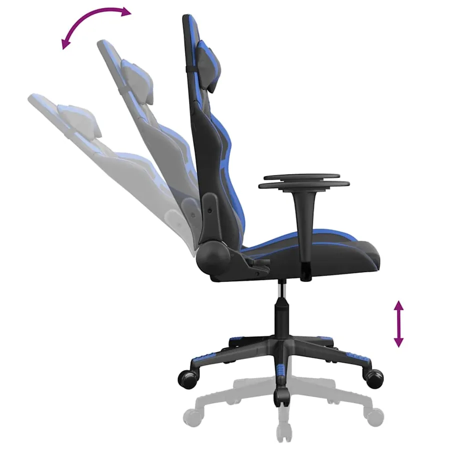 Chaise de jeu de massage Noir et bleu Similicuir - 5