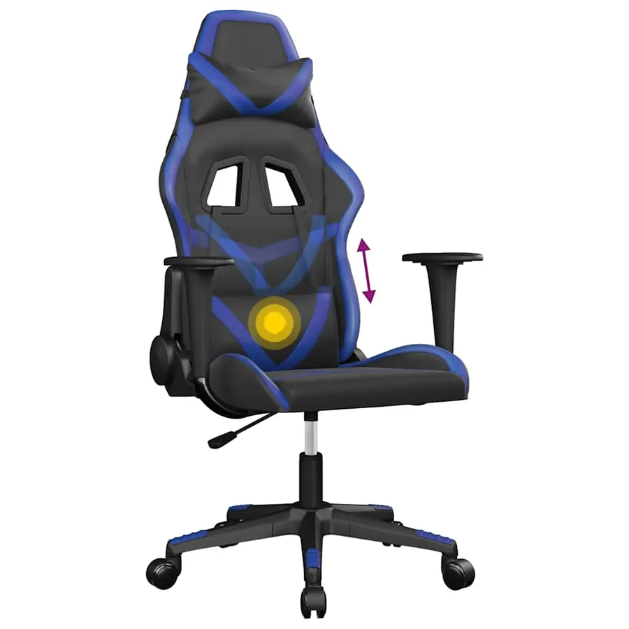 Chaise de jeu de massage Noir et bleu Similicuir - 6