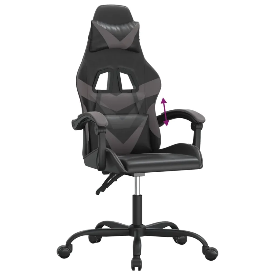 Chaise de jeu Noir et gris Similicuir - 7