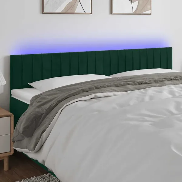 Tête de lit à LED Vert foncé 200x5x78/88 cm Velours