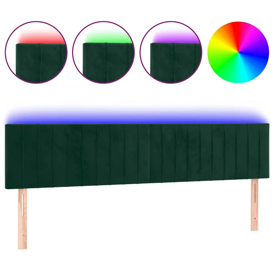 Tête de lit à LED Vert foncé 200x5x78/88 cm Velours - 2