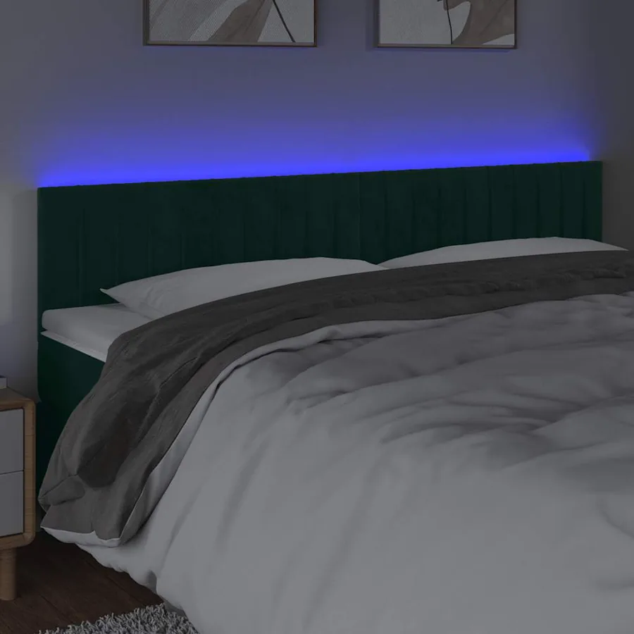 Tête de lit à LED Vert foncé 200x5x78/88 cm Velours - 3