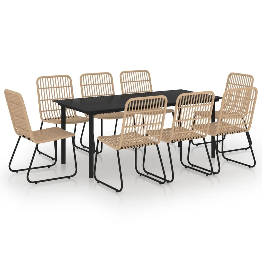 Ensemble à manger d'extérieur 9 pcs résine tressée et verre - 2