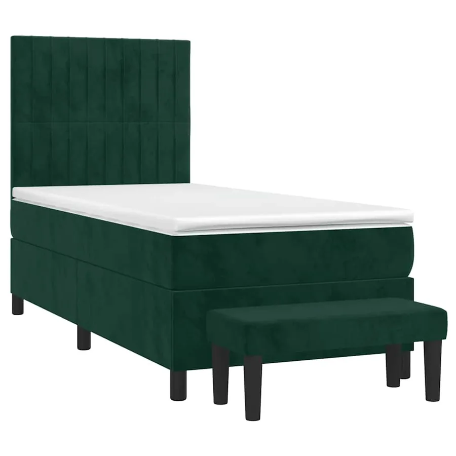Sommier à lattes de lit avec matelas Vert foncé 90x190 cm - 3