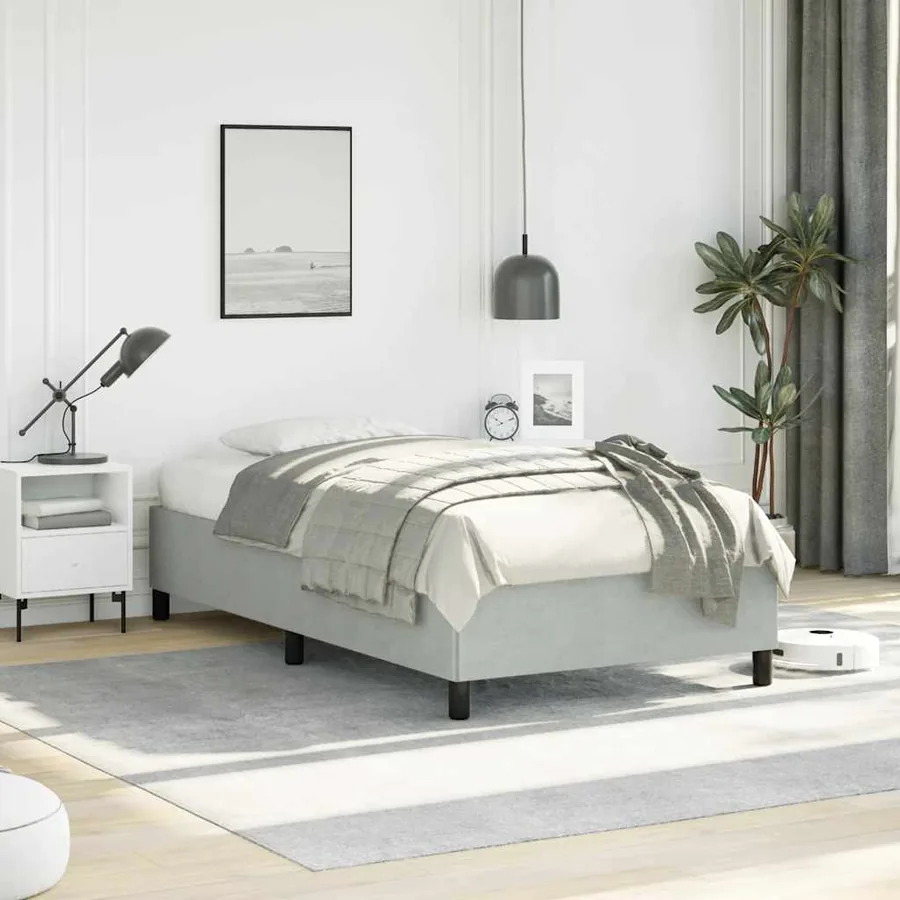 Cadre de lit sans matelas gris clair 100x190 cm velours