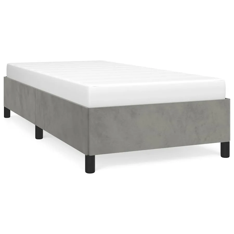 Cadre de lit sans matelas gris clair 100x190 cm velours - 2