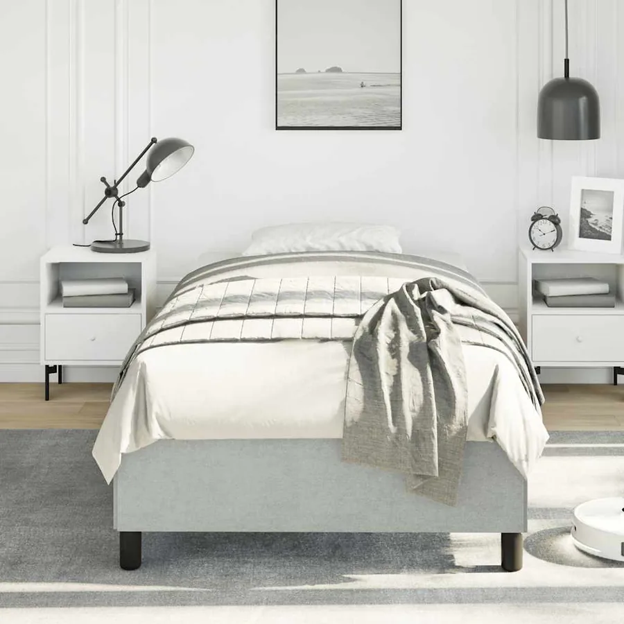 Cadre de lit sans matelas gris clair 100x190 cm velours - 3