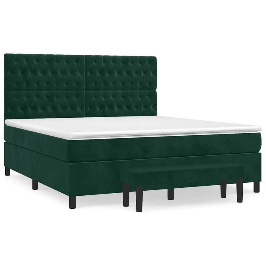 Sommier à lattes de lit et matelas Vert foncé 180x200cm Velours - 2