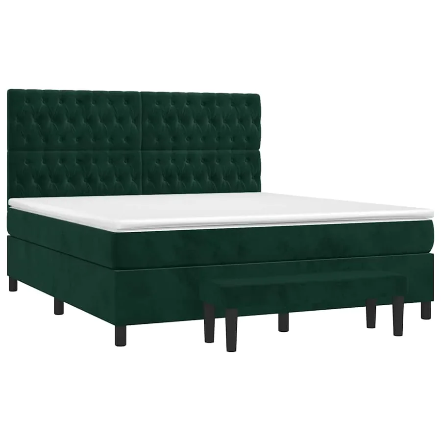 Sommier à lattes de lit et matelas Vert foncé 180x200cm Velours - 3