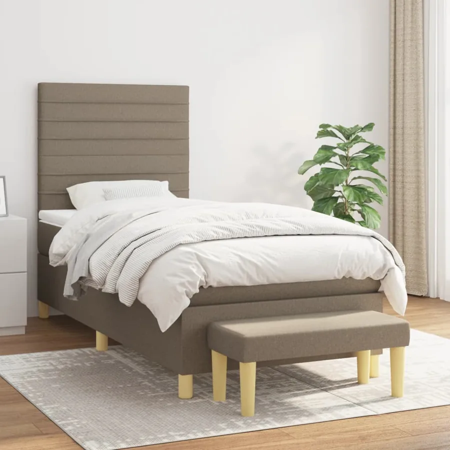 Sommier à lattes de lit avec matelas Taupe 90x200 cm Tissu