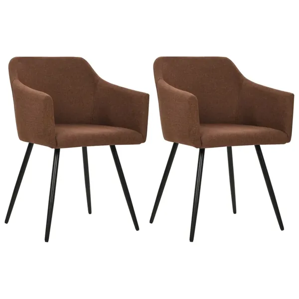 Chaises à manger lot de 2 marron tissu