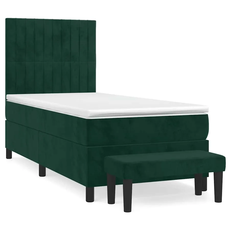 Sommier à lattes de lit avec matelas Vert foncé 100x200 cm - 2