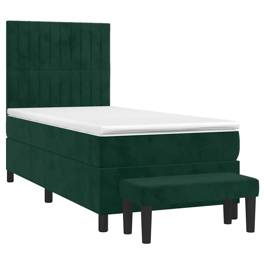 Sommier à lattes de lit avec matelas Vert foncé 100x200 cm - 3