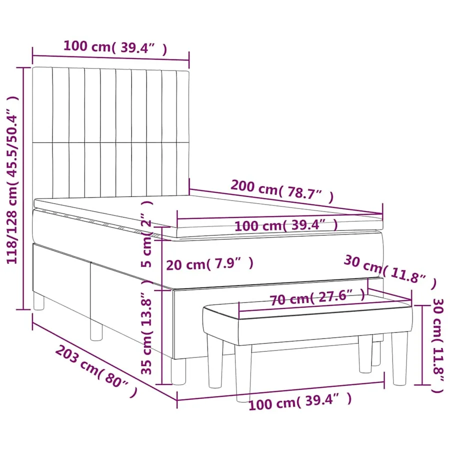 Sommier à lattes de lit avec matelas Vert foncé 100x200 cm - 9