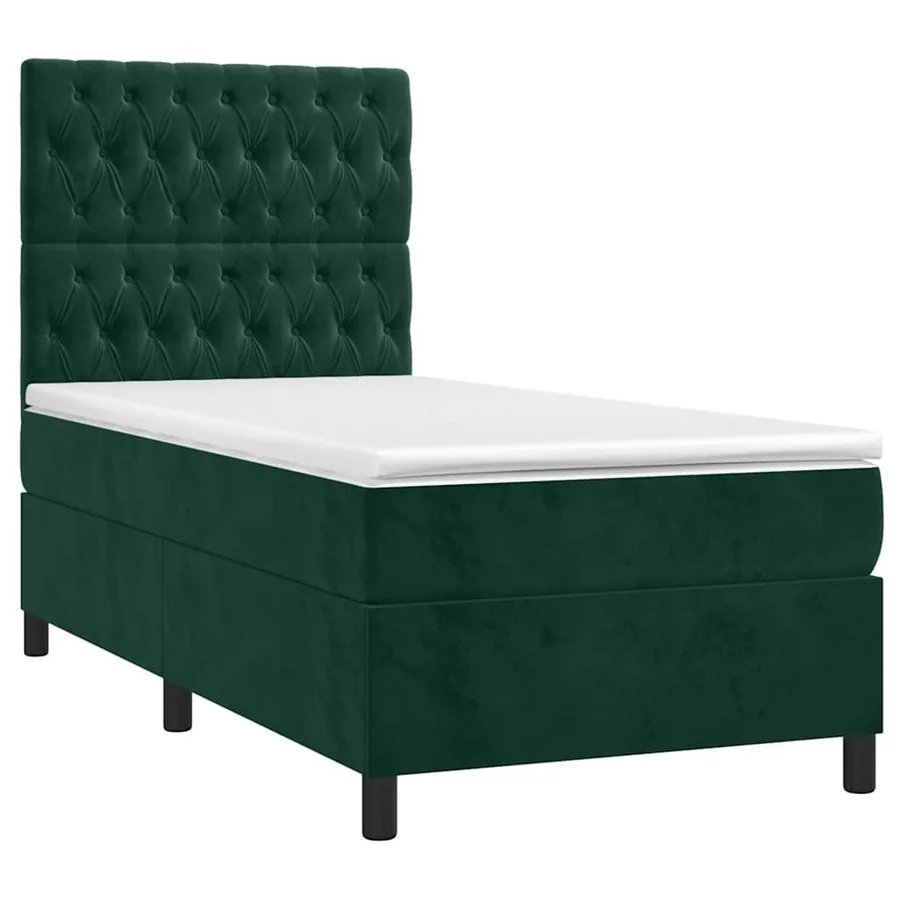 Sommier à lattes de lit et matelas et LED Vert foncé 90x190 cm - 3