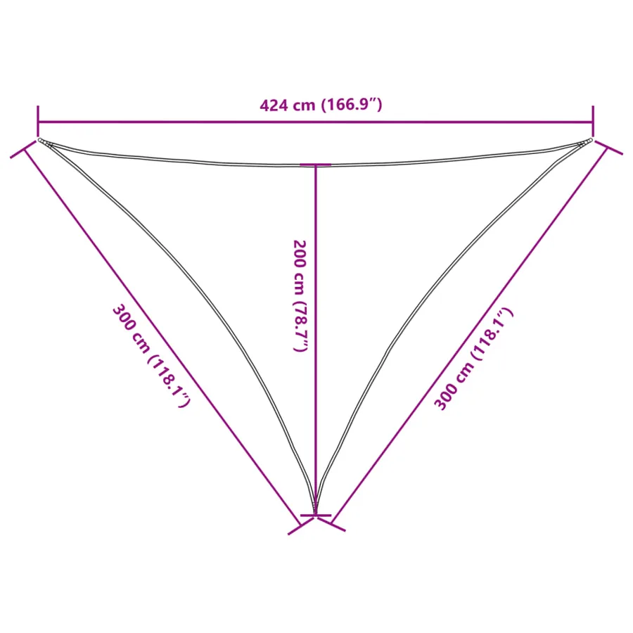 Voile de parasol tissu oxford triangulaire 3x3x4,24 m marron - 10
