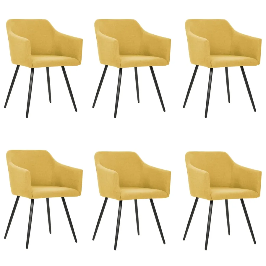 Chaises à manger lot de 6 jaune tissu