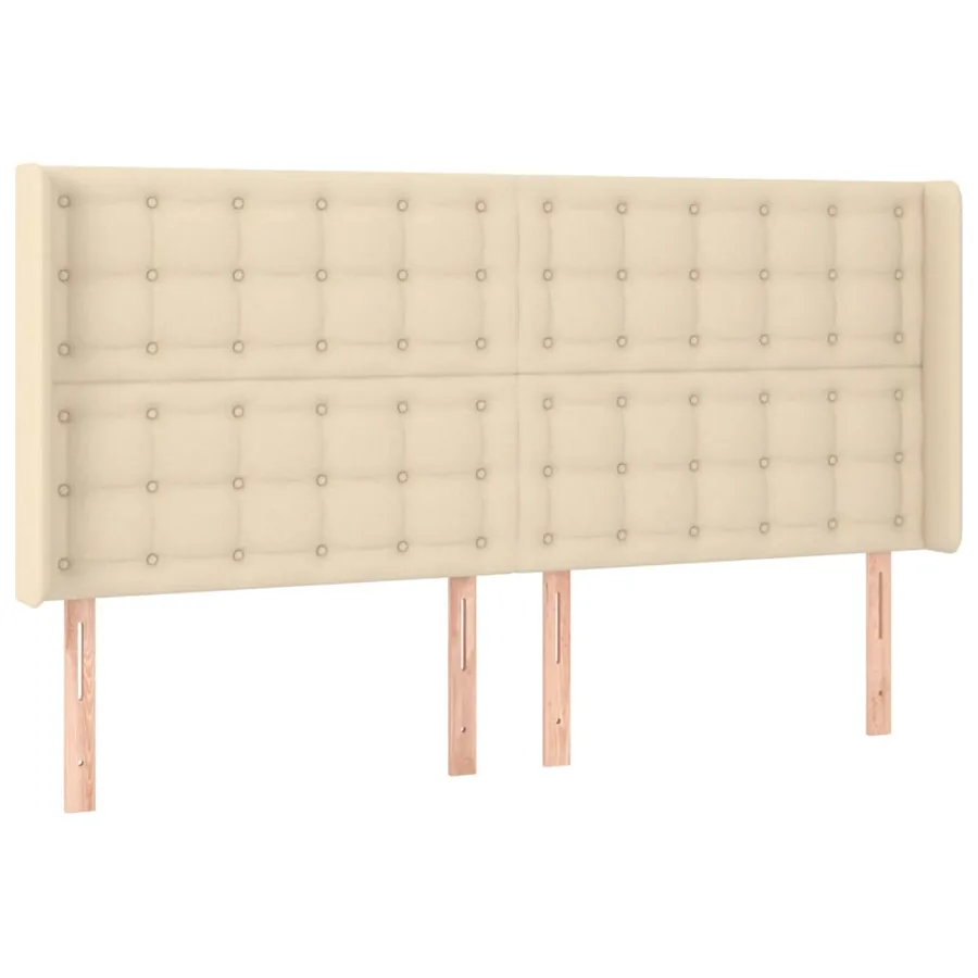 Sommier à lattes de lit matelas et LED Crème 200x200 cm Tissu - 7