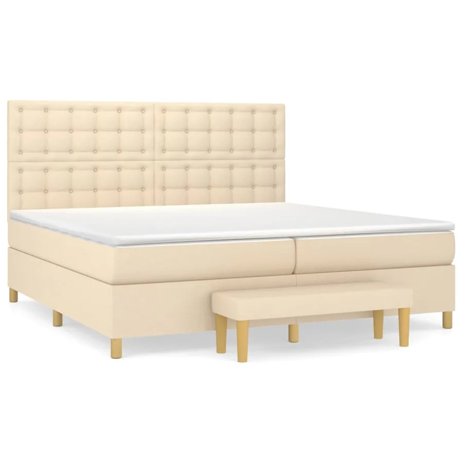 Sommier à lattes de lit avec matelas Crème 200x200 cm Tissu - 2