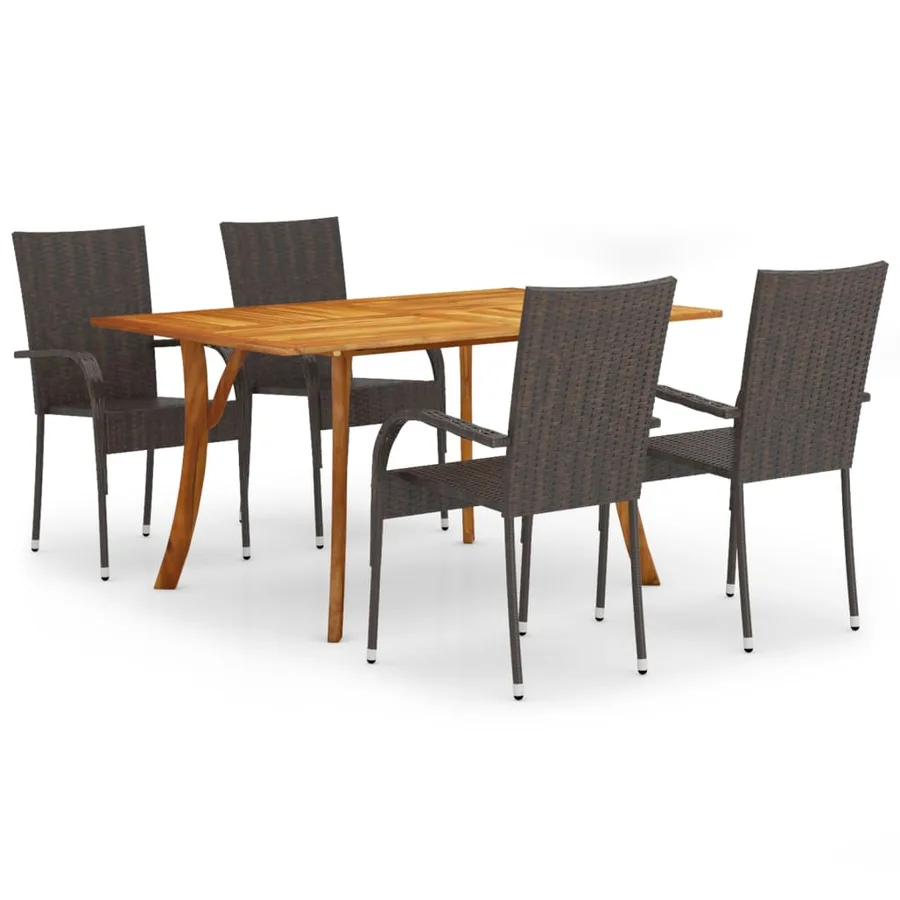 Ensemble à manger de jardin 5 pcs Marron - 2