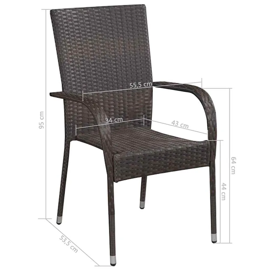 Ensemble à manger de jardin 5 pcs Marron - 8