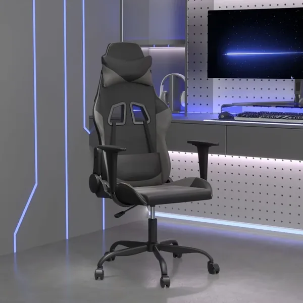 Chaise de jeu Noir et gris Similicuir