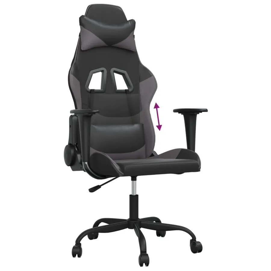 Chaise de jeu Noir et gris Similicuir - 7