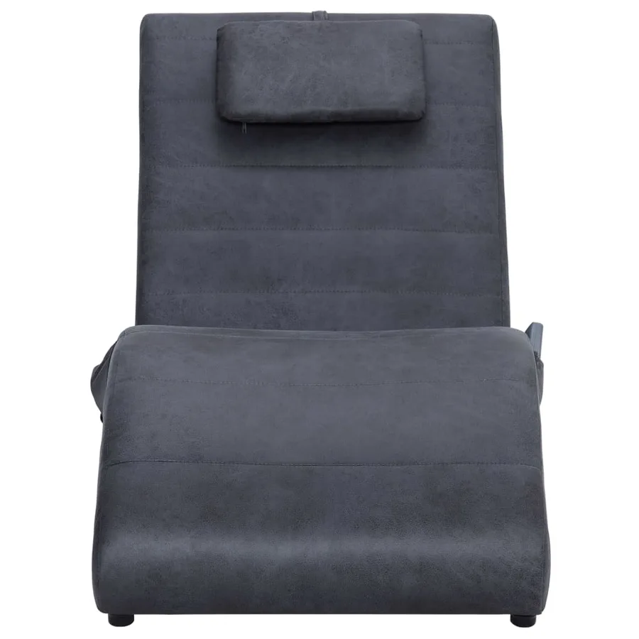 Chaise longue de massage avec oreiller Gris Similicuir daim - 3