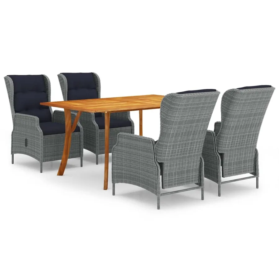 Ensemble à manger de jardin 5 pcs Gris clair