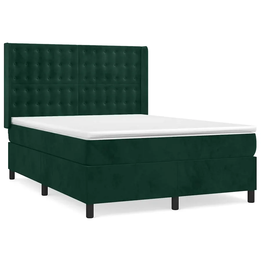Sommier à lattes de lit et matelas Vert foncé 140x200cm Velours - 2