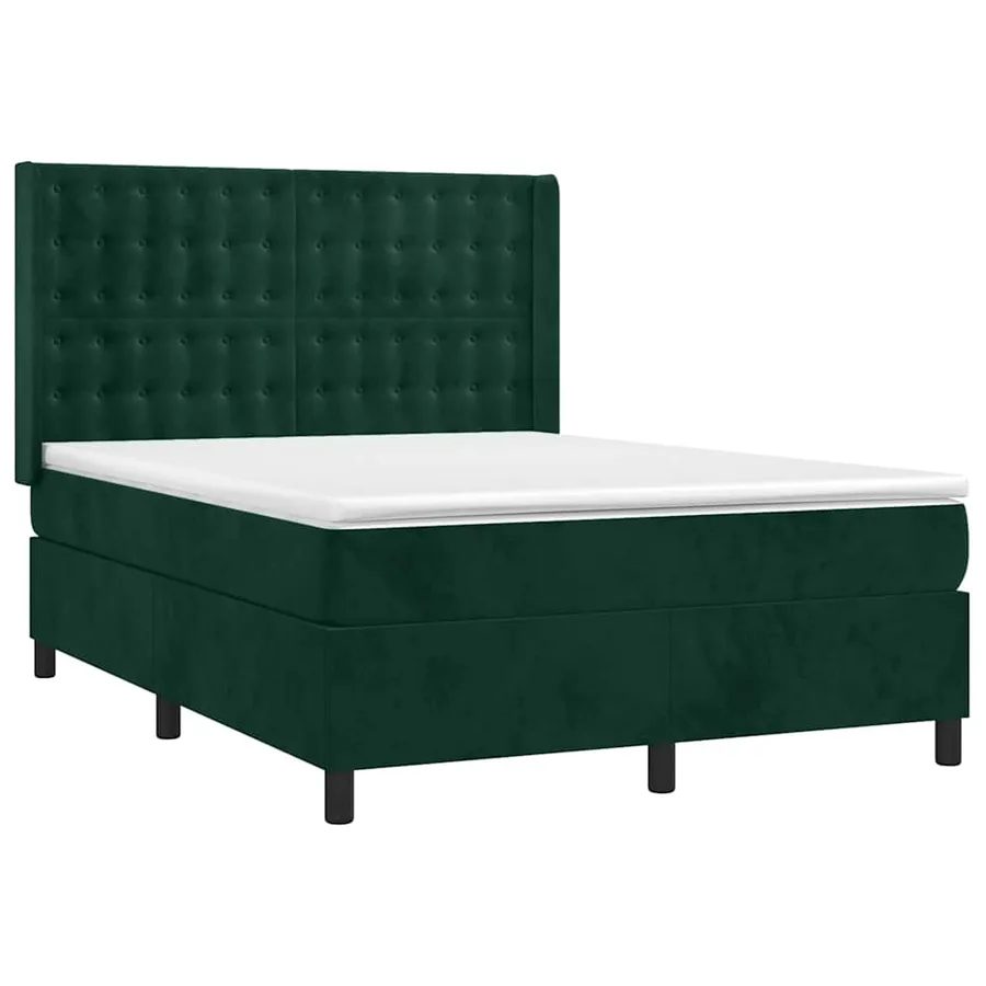 Sommier à lattes de lit et matelas Vert foncé 140x200cm Velours - 3