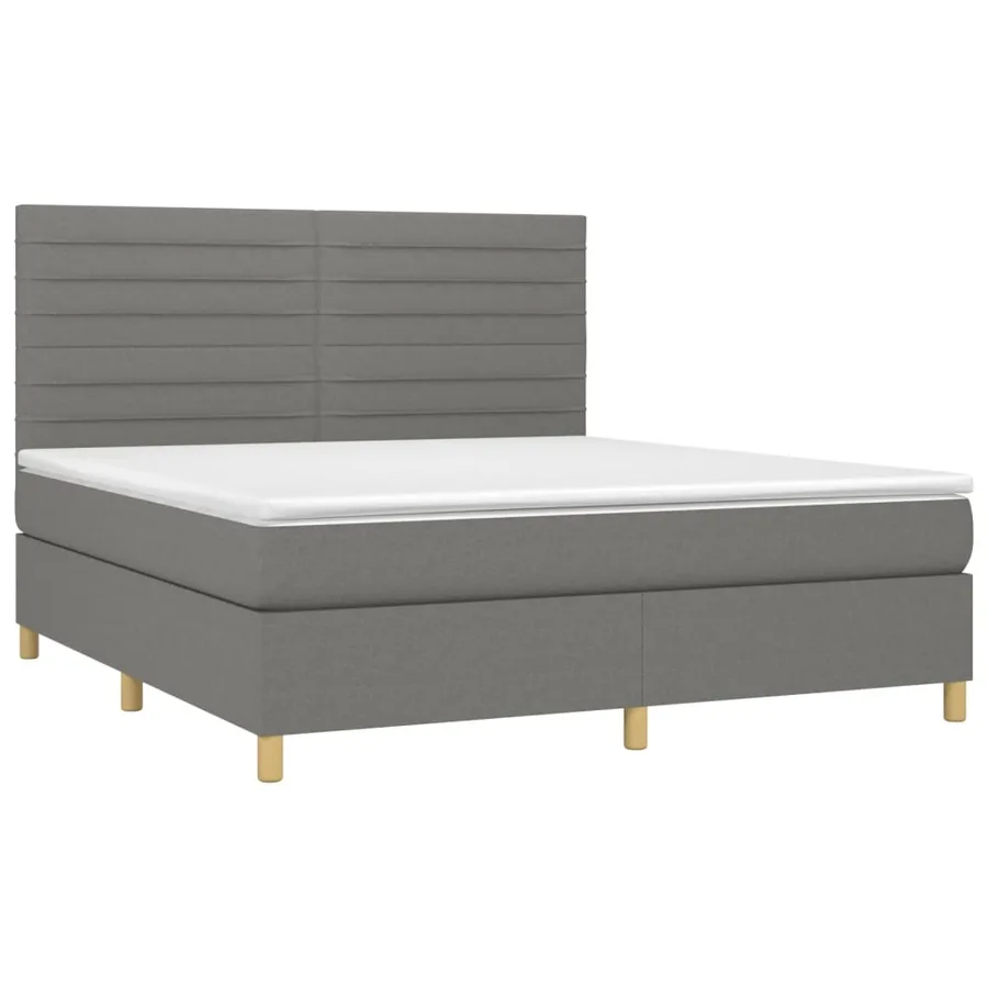 Sommier à lattes de lit et matelas et LED Gris foncé 180x200 cm - 3