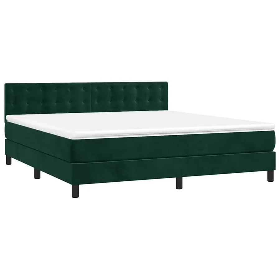 Sommier à lattes de lit matelas et LED Vert foncé 180x200 cm - 3
