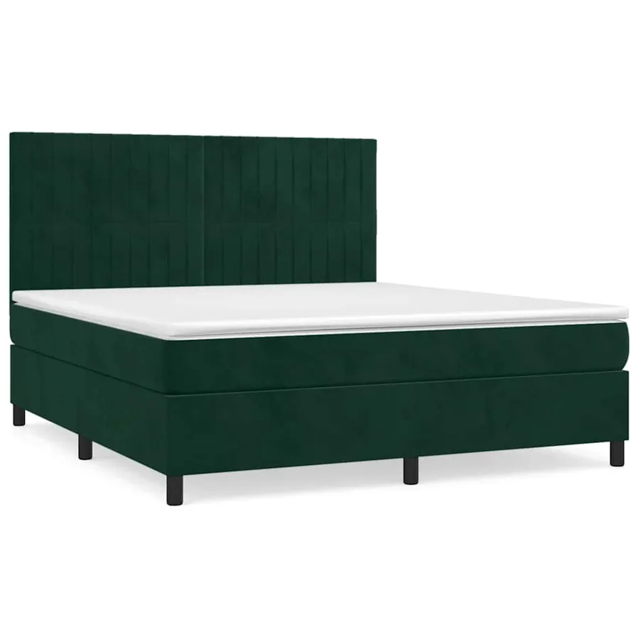 Sommier à lattes de lit et matelas Vert foncé 180x200cm Velours - 2