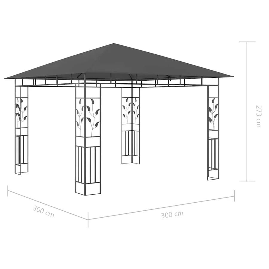 Tonnelle avec moustiquaire et lumières LED 3x3x2,73m Anthracite - 11