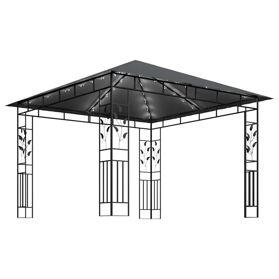 Tonnelle avec moustiquaire et lumières LED 3x3x2,73m Anthracite - 4