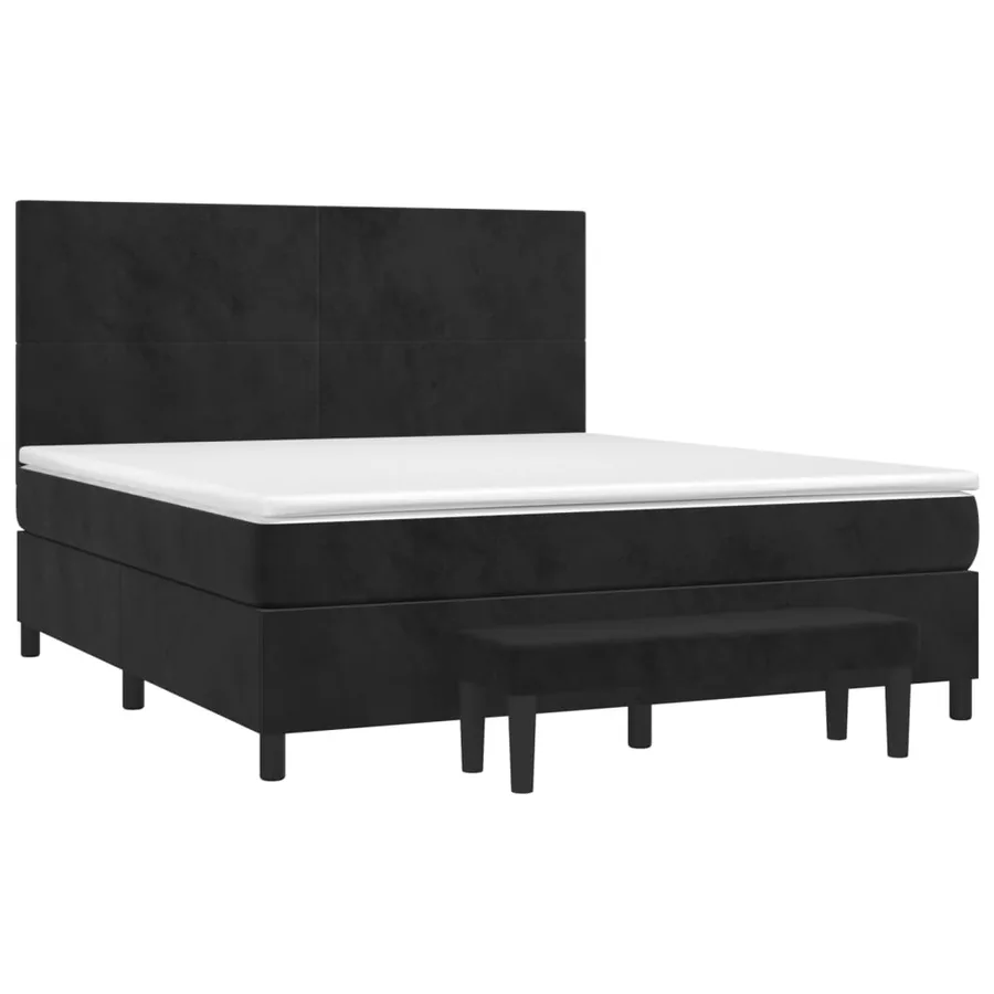 Sommier à lattes de lit avec matelas Noir 180x200 cm Velours - 3