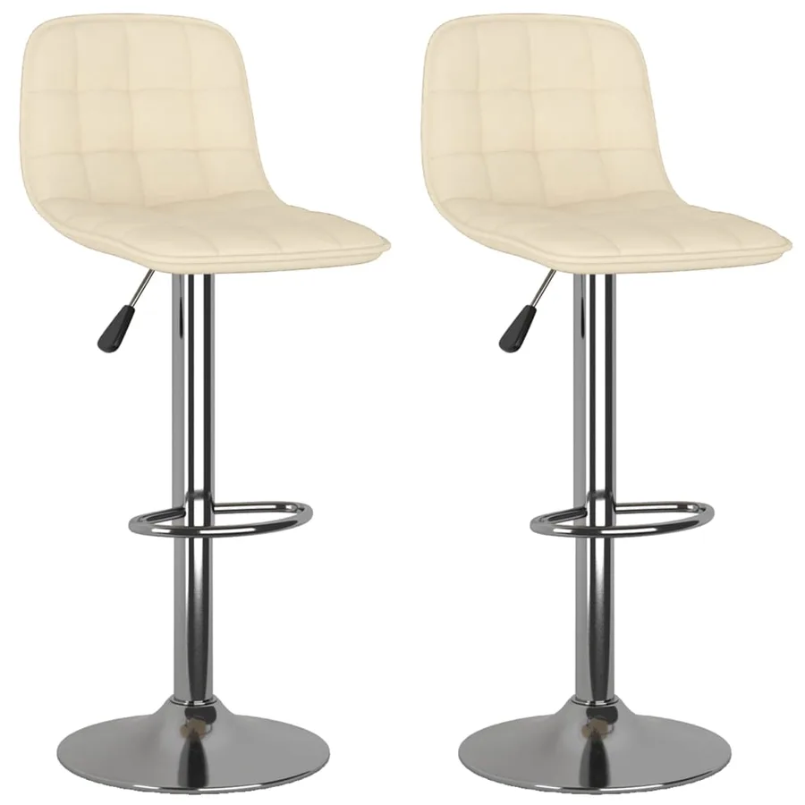 Tabourets de bar lot de 2 crème tissu - 2
