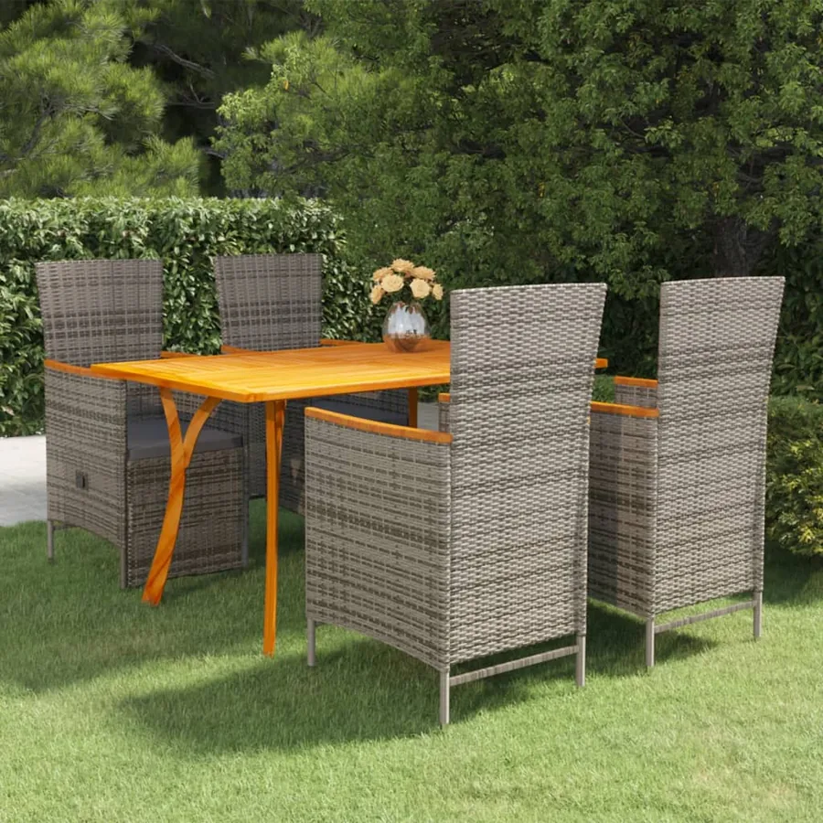 Ensemble à manger de jardin 5 pcs Gris