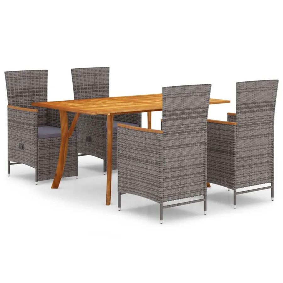 Ensemble à manger de jardin 5 pcs Gris - 2