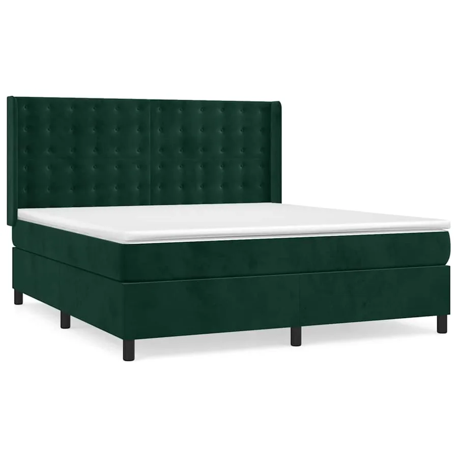 Sommier à lattes de lit et matelas Vert foncé 160x200cm Velours - 2