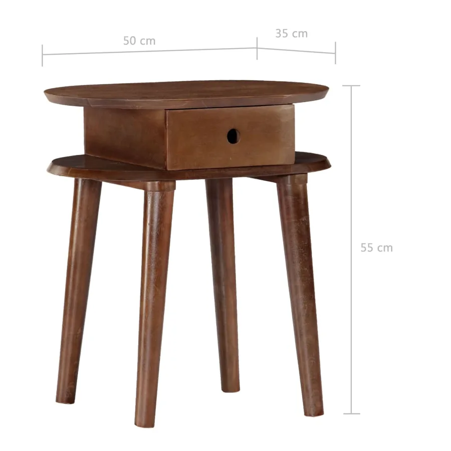 Table de chevet 50x35x55 cm en bois d'acacia massif - 8