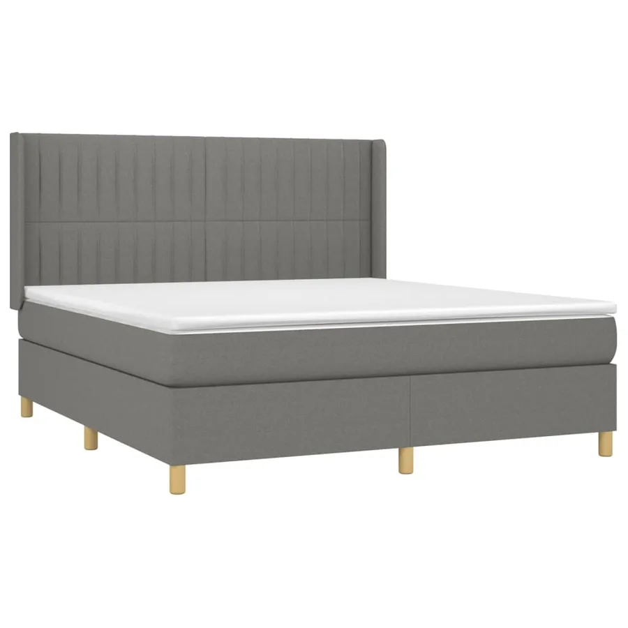 Sommier à lattes de lit matelas LED Gris foncé 160x200 cm Tissu - 4