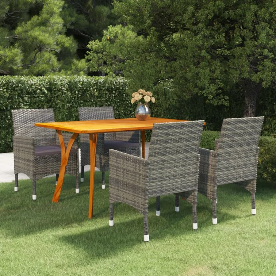 Ensemble à manger de jardin 5 pcs Gris