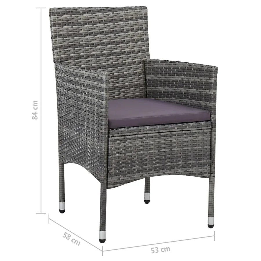 Ensemble à manger de jardin 5 pcs Gris - 8