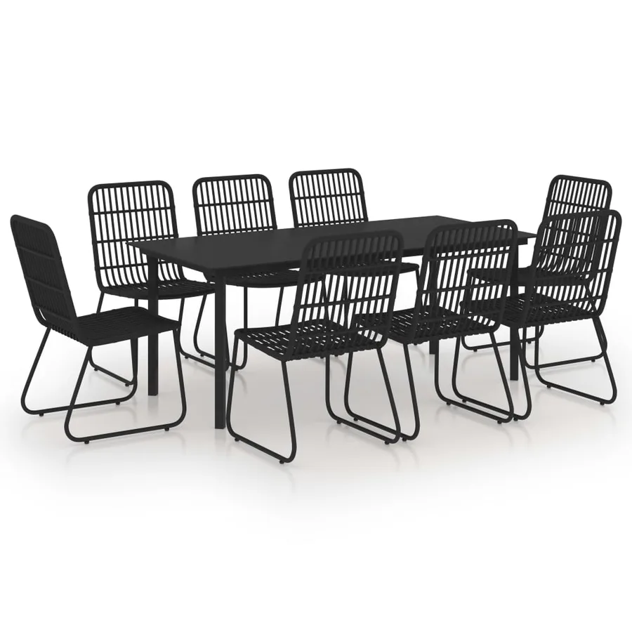 Ensemble à manger d'extérieur 9 pcs résine tressée et verre - 2