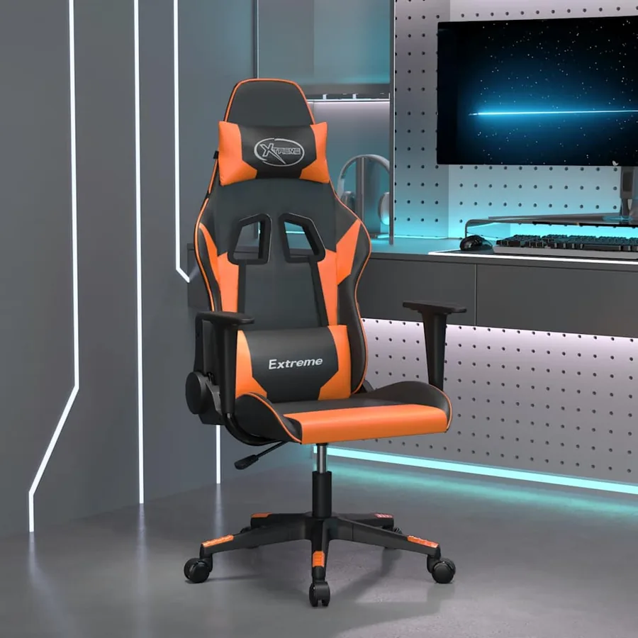 Chaise de jeu Noir et orange Similicuir