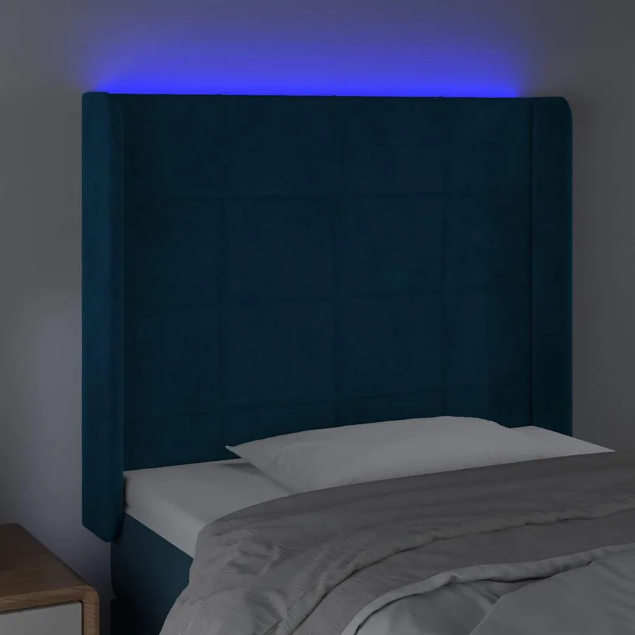 Tête de lit à LED Bleu foncé 83x16x118/128 cm Velours - 4