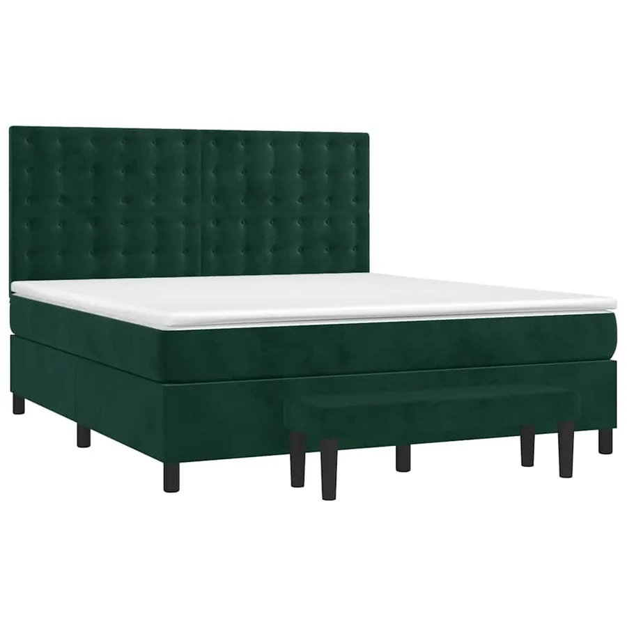 Sommier à lattes de lit et matelas Vert foncé 160x200cm Velours - 2